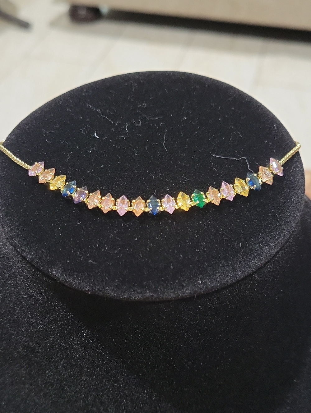 Gold Chain Multicolor Crystal Station Bracelet